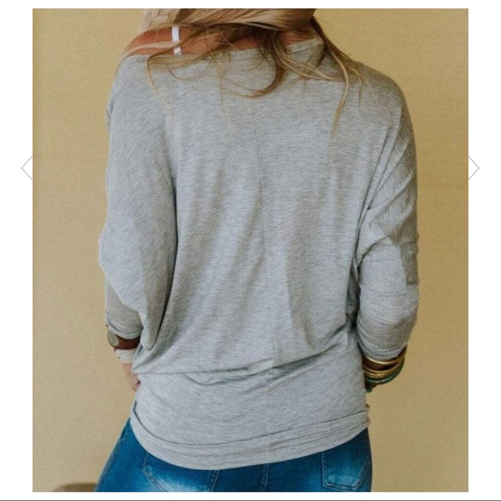 HEATHER GREY DOLMAN BOATNECK 3/4 SLEEVES TUNIC TOP - Picture 3 of 3